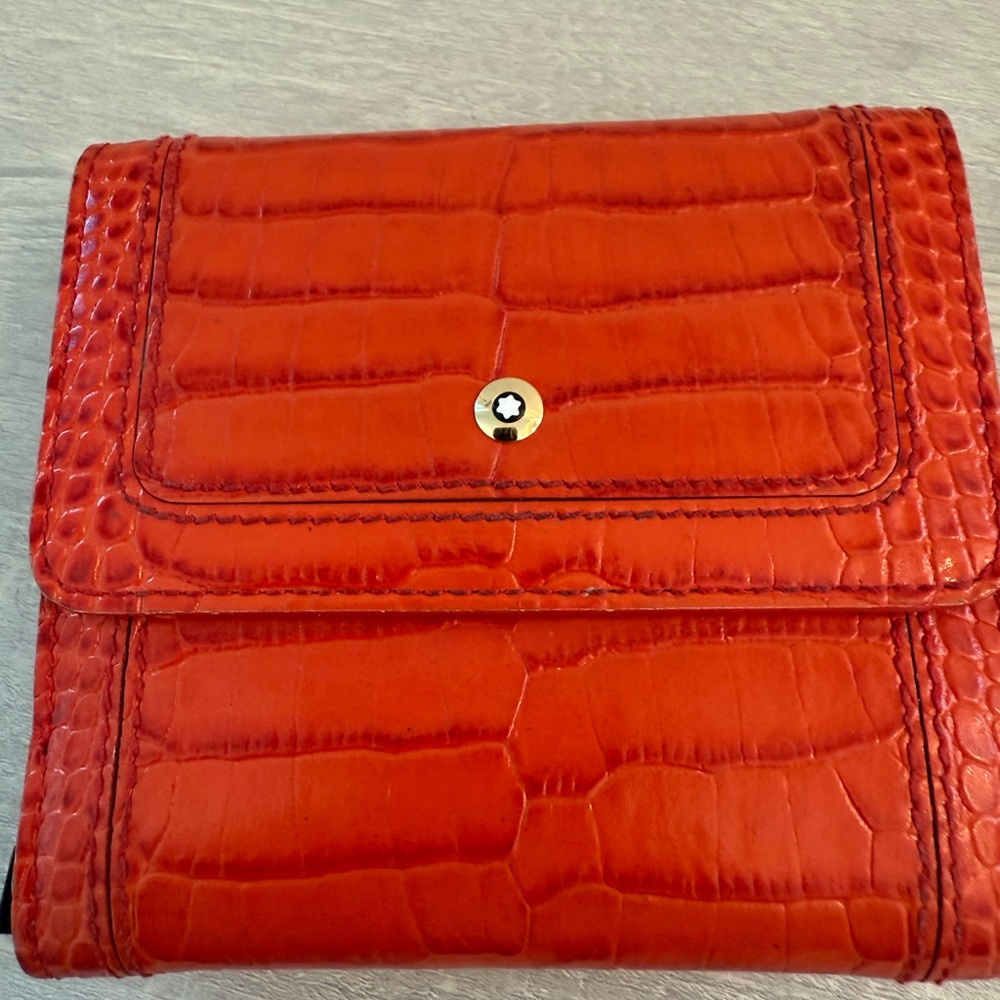 Montblanc Orange Crocodile-Embossed Women's Wallet